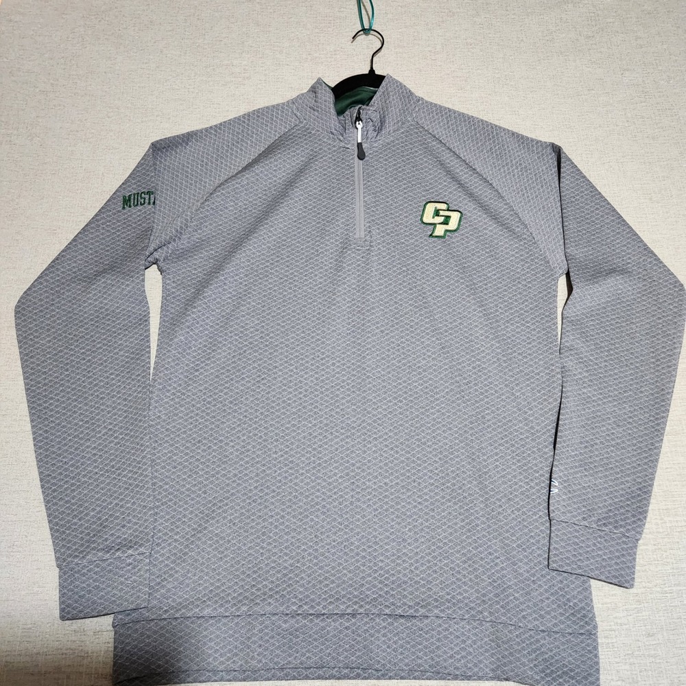 Champion Cal Poly Mustangs Pullover Mens Medium Gray Textured Quarter Zip NEW